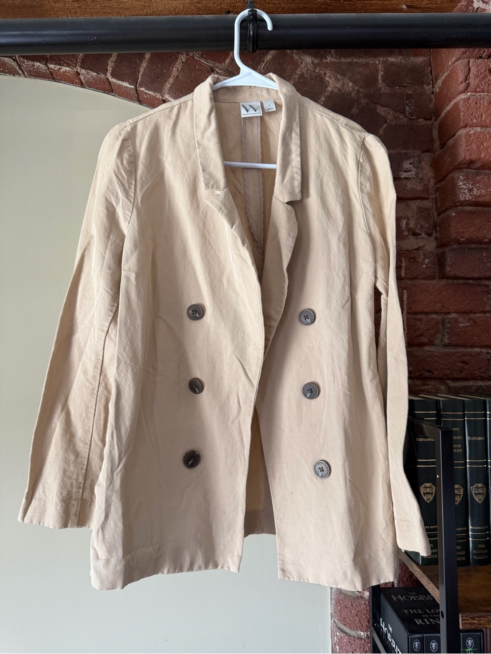 Worthington Double-Breasted Tan Blazer Jacket